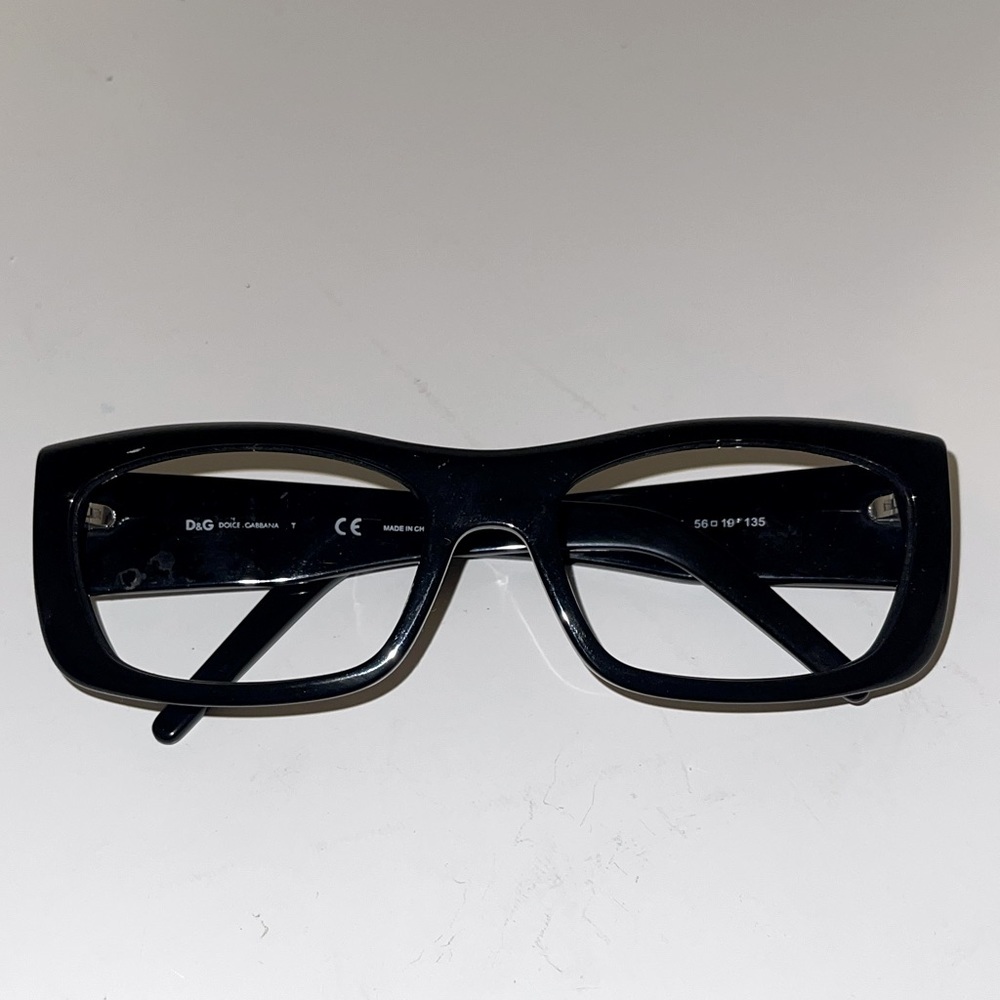 Dolce & Gabbana Black Acetate Eyeglasses with Metal  D&G Hardware on Temples